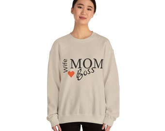 Wife Mom Boss Crewneck Sweatshirt: Empowerment in Comfort