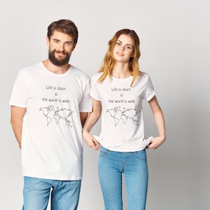 Life is short  & the world is wide, Traveler Gift, Travel Shirt, Vacation Shirt, Travel Lover, World Map Shirt, Airplane Mode Shirt