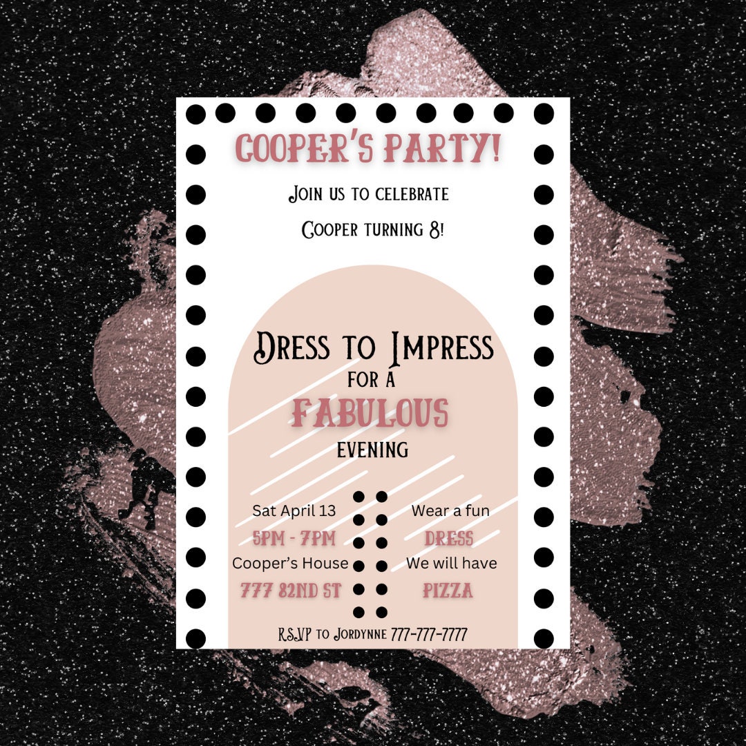 Dress to Impress Birthday Party Invitation - Etsy