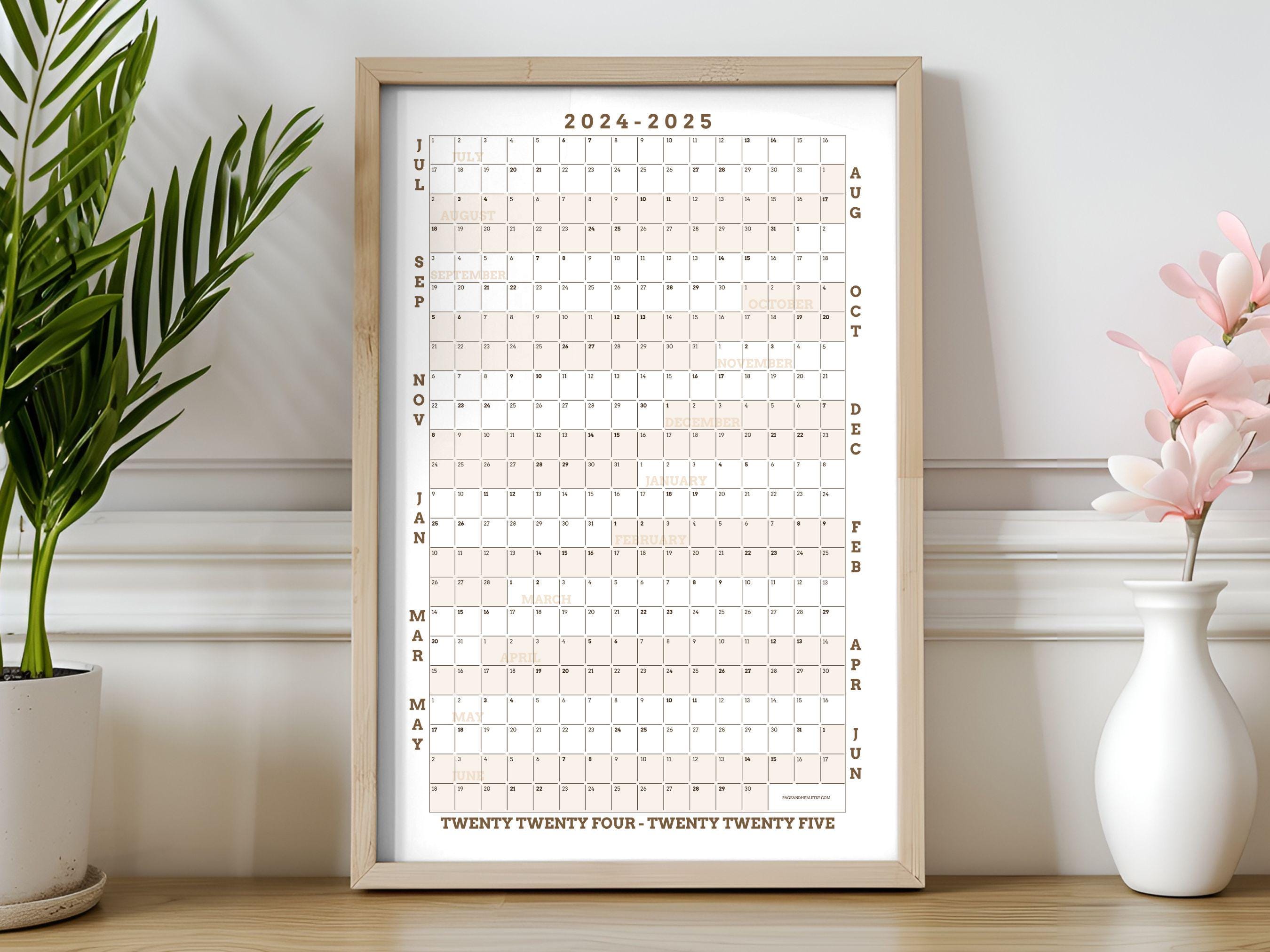 20242025 Academic Year Calendar, Yearly Calendar, 365 Day Calendar