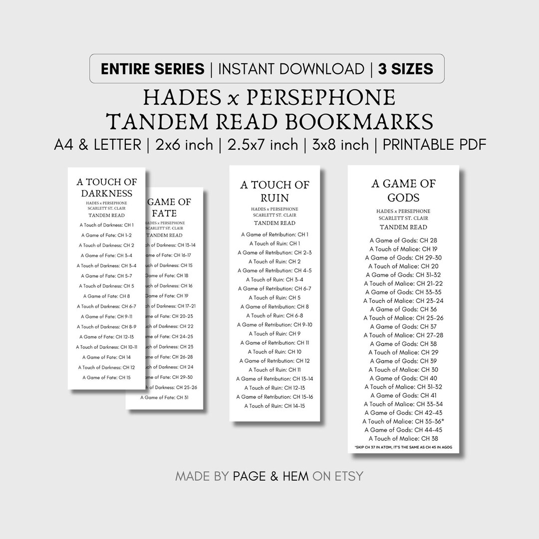 Hades X Persephone Bookmark Printable, Tandem Read Bookmark, Hades X ...