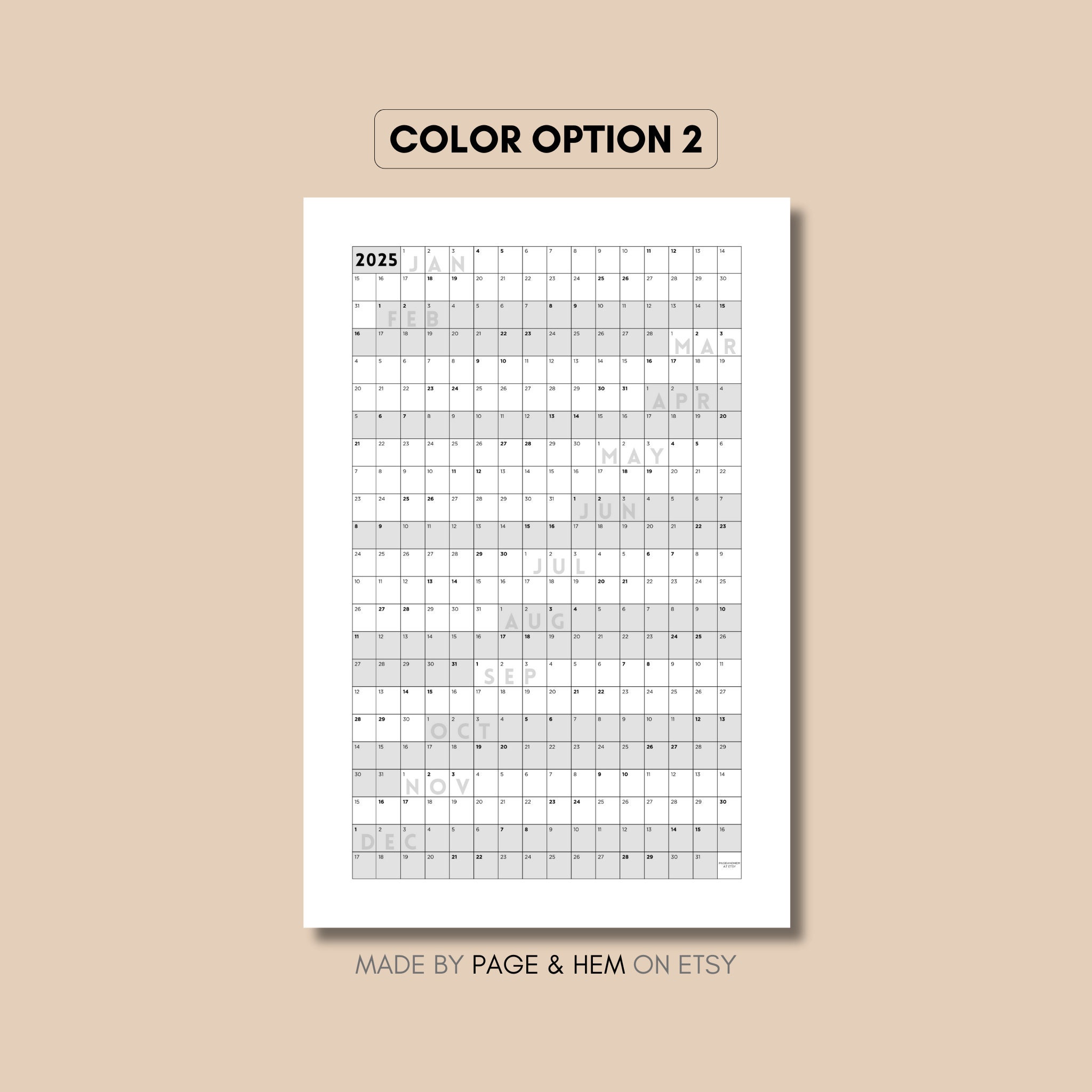 2024 2025 Full Year Calendar Printable, Yearly Calendar, 365 Day