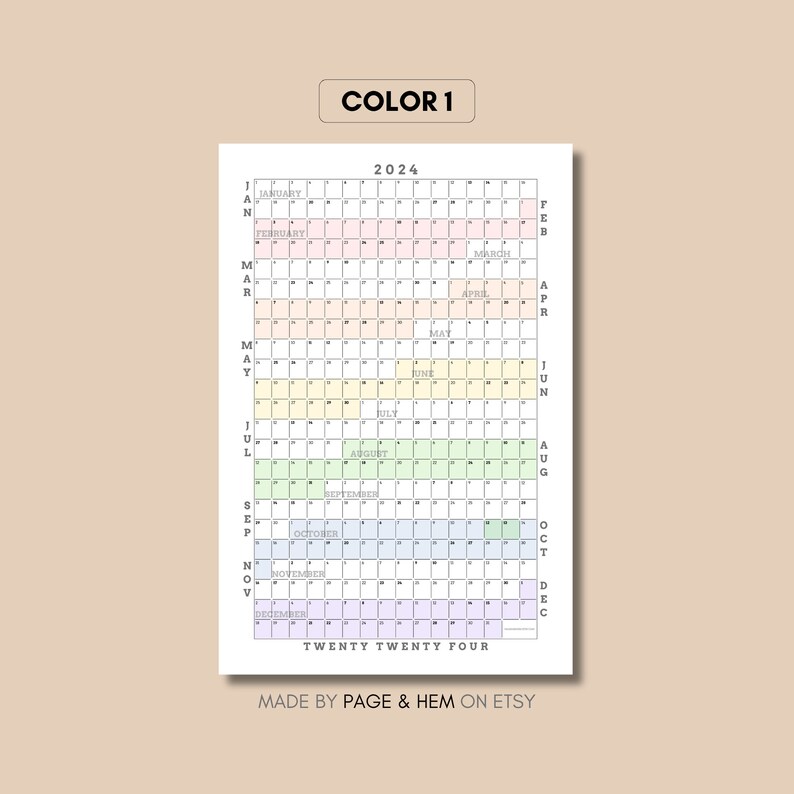 2024 2025 Full Year Calendar Printable Yearly Calendar 365 Day