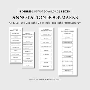 Annotation Bookmark Printable, General Annotation, Fantasy Annotation ...