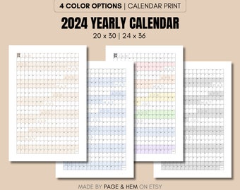 Calendario 2024 per l'intero anno, Calendario annuale, Calendario da 365 giorni, Calendario da parete, Poster, Stampa calendario, Stampa e spedizione, Stampa spedita