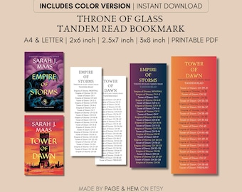 Throne of Glass Tandem Read Bookmark Printable Reading Guide Bookmark