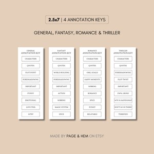Annotation Bookmark Printable, General Annotation, Fantasy Annotation ...