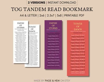 Throne of Glass Tandem Read Bookmark Printable, EOS Empire of Storms, TOD Tower of Dawn, Sarah J Maas, 2x6|2.5x7|3x8 Inches, A4|Letter