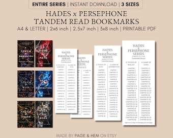 Pacchetto segnalibri stampabili Ade e Persefone, guida alla lettura, 3 dimensioni