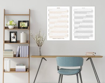2024 2025 Full Year Calendar Printable, Yearly Calendar, 365 Day ...