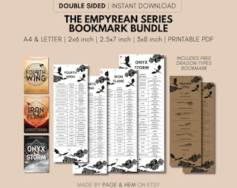 Printable Empyrean Series Bookmark Bundle, Reading Guide, Dragons, Signets, 3 Sizes