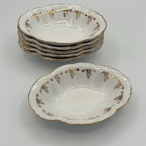 Vintage Homer Laughlin Angelus Berry Bowls, Set of 6, Gold Scroll