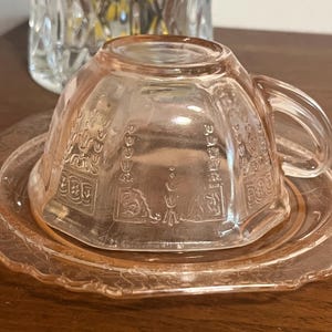 Vintage U.S. Glass “Octagon” Pink Depression Glass Teacup & Saucer Set of 2 (c. 1927–1930s) image 16