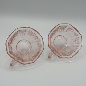 Vintage U.S. Glass “Octagon” Pink Depression Glass Teacup & Saucer Set of 2 (c. 1927–1930s) image 5
