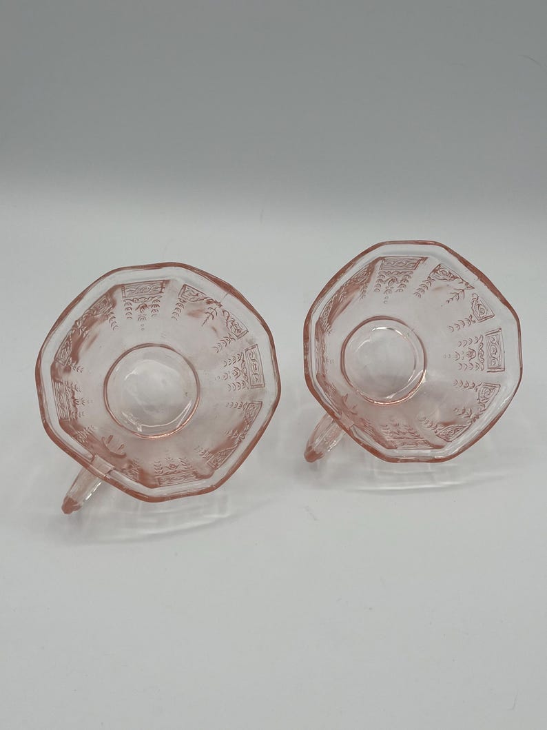 Vintage U.S. Glass “Octagon” Pink Depression Glass Teacup & Saucer Set of 2 (c. 1927–1930s) image 5