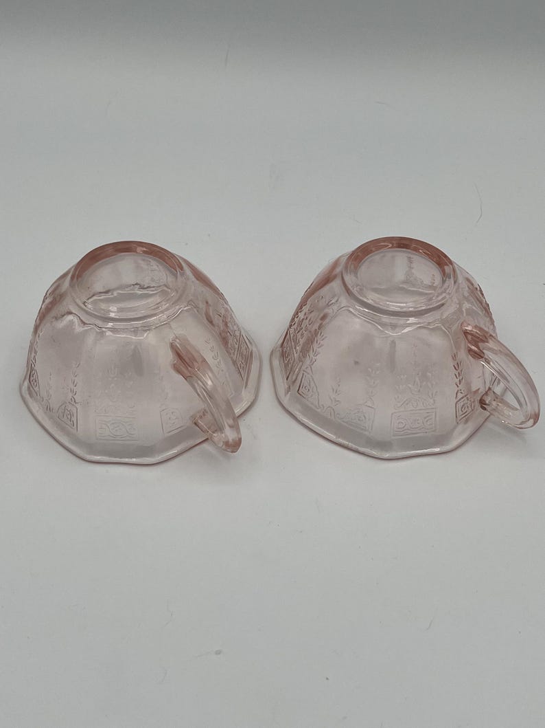 Vintage U.S. Glass “Octagon” Pink Depression Glass Teacup & Saucer Set of 2 (c. 1927–1930s) image 7
