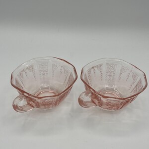 Vintage U.S. Glass “Octagon” Pink Depression Glass Teacup & Saucer Set of 2 (c. 1927–1930s) image 8