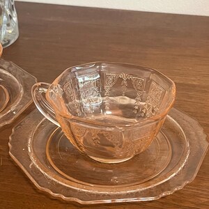 Vintage U.S. Glass “Octagon” Pink Depression Glass Teacup & Saucer Set of 2 (c. 1927–1930s) image 14