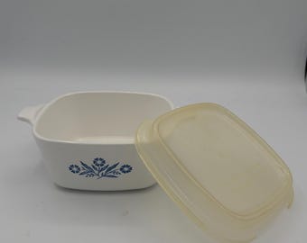 Vintage CorningWare Blue Cornflower Casserole Dish (22 oz) – 1960s Pyroceram Cookware