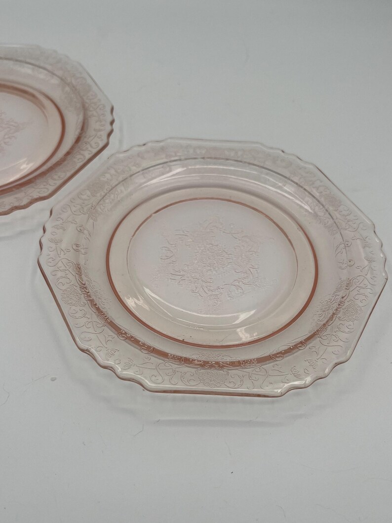 Vintage U.S. Glass “Octagon” Pink Depression Glass Teacup & Saucer Set of 2 (c. 1927–1930s) image 9