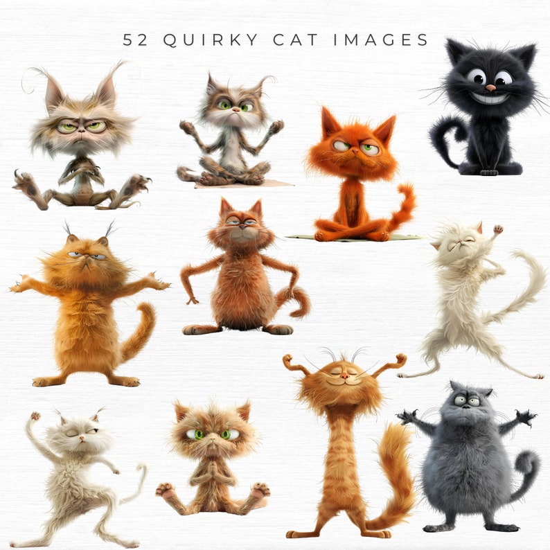 quirky cats clipart, quirky cats png,