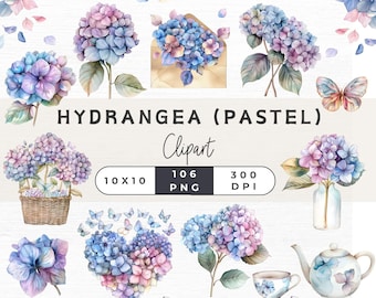Hydrangea Clipart, Floral Clipart, Hydrangea PNG,  Blue Flower Png, Junk Journal, Blue Hydrangea, Wedding Flowers, Botanical Art,