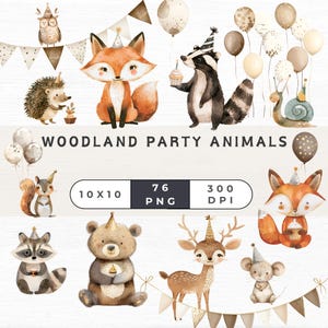 Bosdieren clipart, feestbeest clipart, bos verjaardag, bos feestbeesten, bos dieren png, fox clipart, bos dier