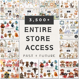 Entire Store Access Clipart Bundle, Commercial Use, PNG Graphics, Watercolor Clipart, Whole Shop Clipart, Quirky graphics, Lifetime access,