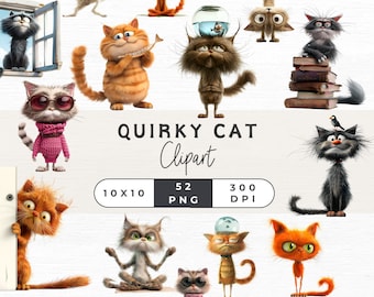 52 eigenzinnige kat clipart, grappige kat clipart, kat cartoon png, commercieel gebruik, eigenzinnige kat png, schattige kat clipart, grappige dieren clipart,