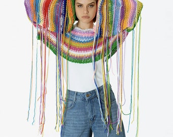 Rainbow Tassel Loose Sweater