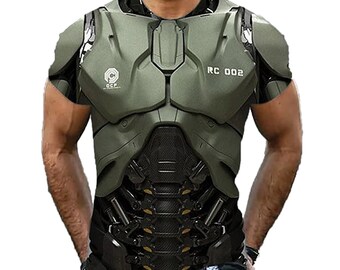 Men's Armor Pattern 3d Digital Printing Short-sleeved T-shirt