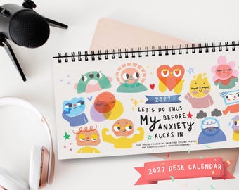 2027 feelings calendar Desk, Minimalist Accessories, Anxiety relief Mental Health encouragement gifts for women kids adult