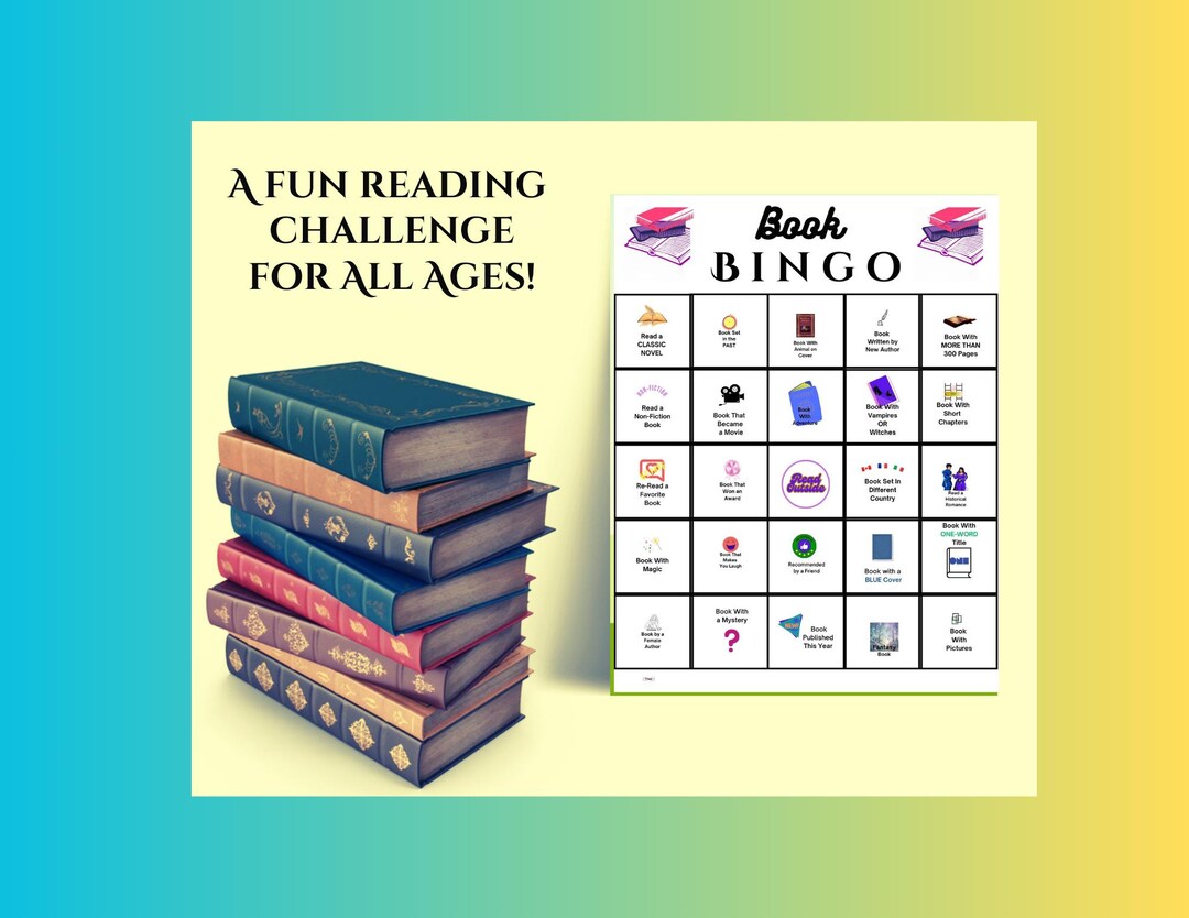 Book Bingo Printable Game: Reading Challenge, Literary Themes | PDF ...