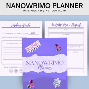 NaNoWriMo Planner for Authors | Printable PDF Writing Planner US Letter | Printable NaNoWriMo Planner | Writing Planner NANOWRIMO