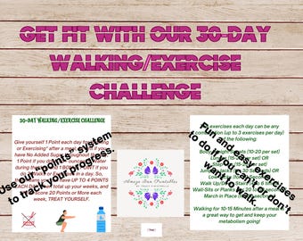 30-Day Walking & Exercise Tracker, Printable Fitness Journal, Digital Download