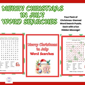 Christmas in July Word Search: Printable Holiday Puzzles | PDF Download