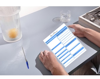 Novel Planner Single Sheet Blue, Printable Writing Template PDF