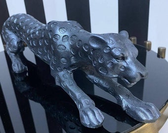 Große Leoparden-Tiger-Lattenstatue – 17 Zoll