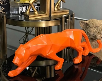 Große Leoparden-Tiger-Lattenstatue – 17 Zoll