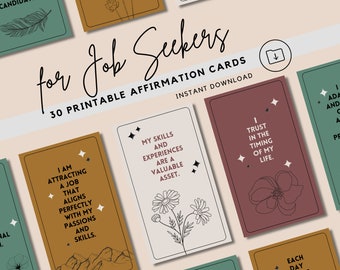 Affirmation Cards for Job Seekers | Career Search | Career Coach Gift | HR Gift | PDF Affirmations | Self Reflection | HR Printable