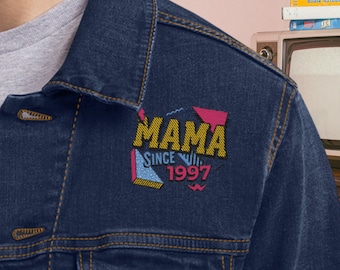 Chaqueta Mama Jean bordada, chaqueta personalizada personalizada, chaqueta de mamá de los años 90, chaqueta de mezclilla bordada, regalo para mamá, regalo del Día de la Madre, personalizado