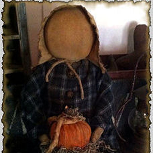 DIGITAL FILE Primitive Fall Prairie Doll & Her Stack of Pumpkins~Sewing Pattern Tutorial *Read Description*