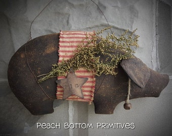 DIGITAL FILE Primitive Piggy Wall Hanger Sewing Pattern Tutorial PDF File *Read Description*