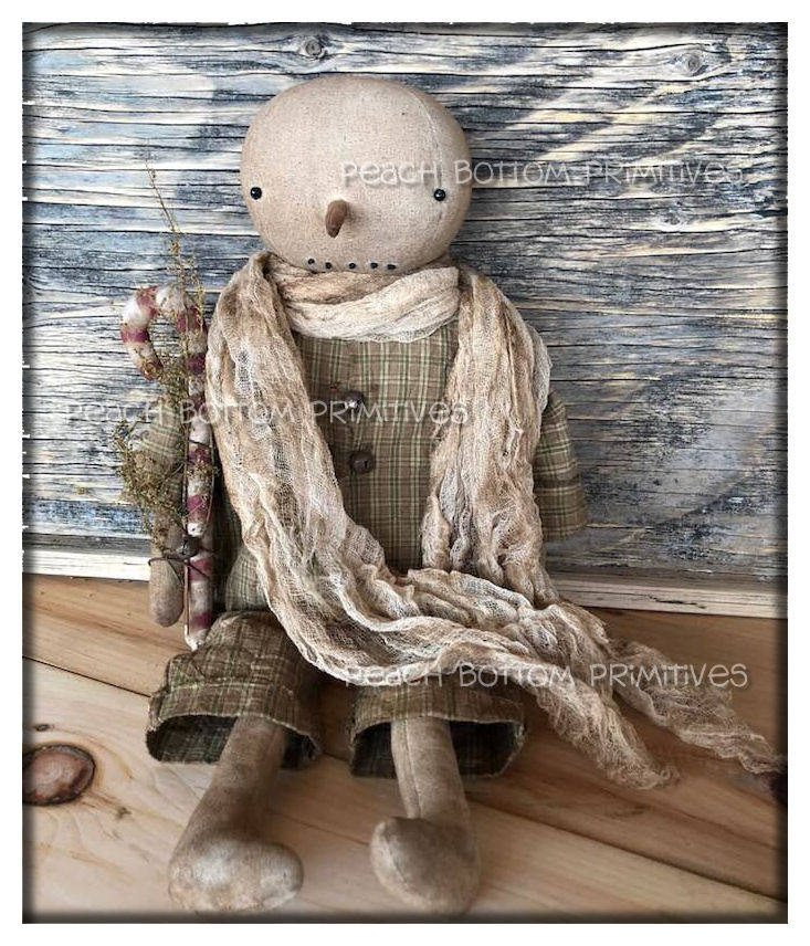 DIGITAL FILE Primitive Winter Christmas Snowboy Snowman Doll Printable Sewing Pattern