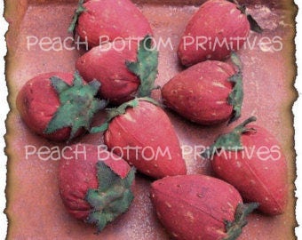 READ Item Description for Important Information: Primitive Fresh Picked Strawberries Digital Printable Sewing Pattern Tutorial