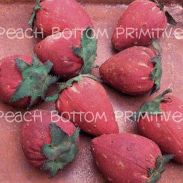 READ Item Description for Important Information: Primitive Fresh Picked Strawberries Digital Printable Sewing Pattern Tutorial