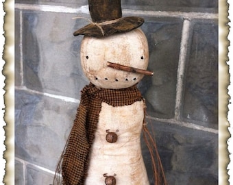 ePattern~Primitive Olde Winter Snowman Doll Sewing Pattern, PDF File