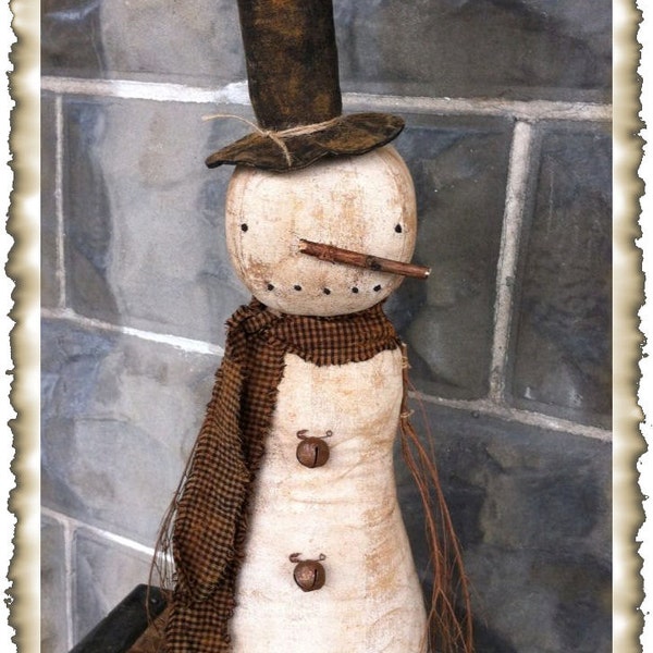 DIGITAL FILE Primitive Olde Winter Snowman Doll Printable Sewing Pattern