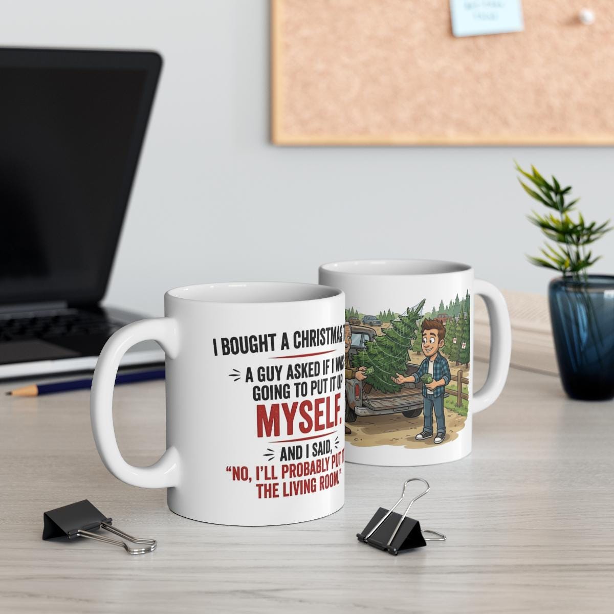Funny Christmas Tree Mug, Dad Joke Coffee Cup, Festive Gift for Him image 5