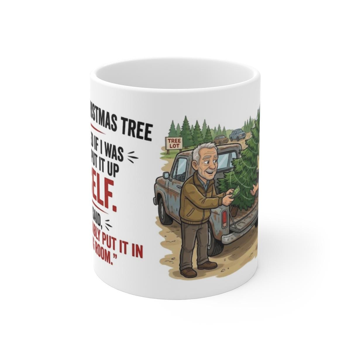 Funny Christmas Tree Mug, Dad Joke Coffee Cup, Festive Gift for Him image 3